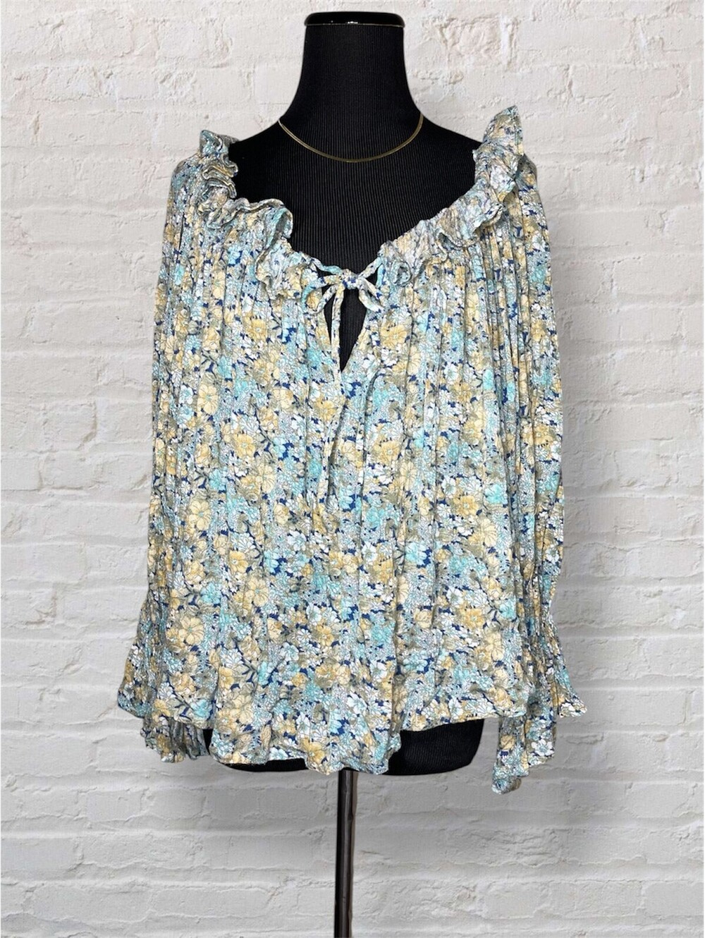 Elan Cottagecore Floral Ruffle Long Sleeve Top boho Festival Grunge Fairy Ballet